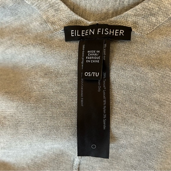 Eileen Fisher Colorblock Poncho Wrap  in Dark Pearl Quiet Luxury - Picture 7 of 12